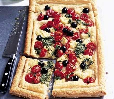 Cheese, tomato & pesto tart recipe