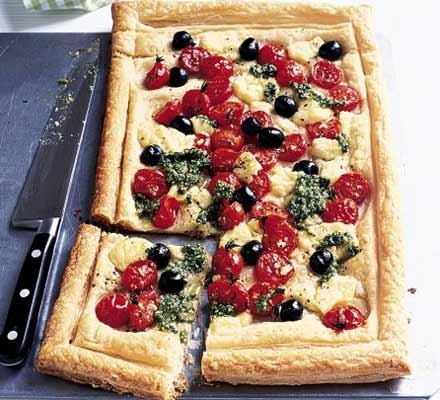 Cheese, tomato & pesto tart recipe 