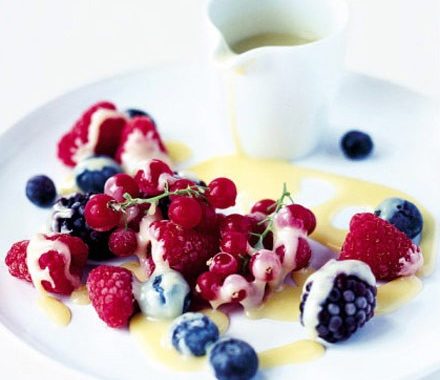 Iced berries with hot chocolate sauce recipe