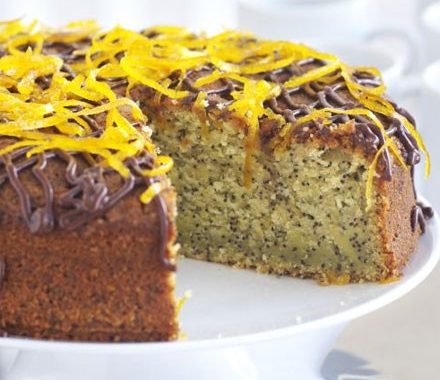 Orange & poppy seed cake with chocolate sauce recipe