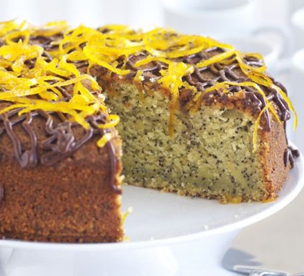 Orange & poppy seed cake with chocolate sauce recipe 