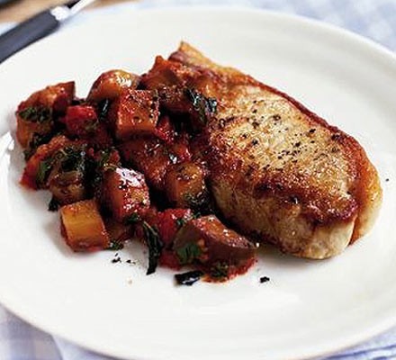 Pork chops with aubergine recipe 