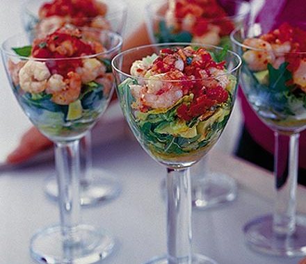 Spicy prawn cocktail with tomato & coriander dressing recipe