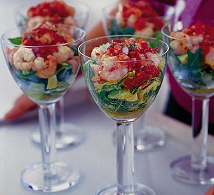 Spicy prawn cocktail with tomato & coriander dressing recipe 