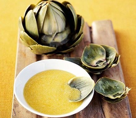 Artichokes with Parmesan butter sauce recipe