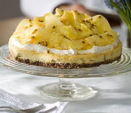Pineapple & passion fruit cheesecake recipe
