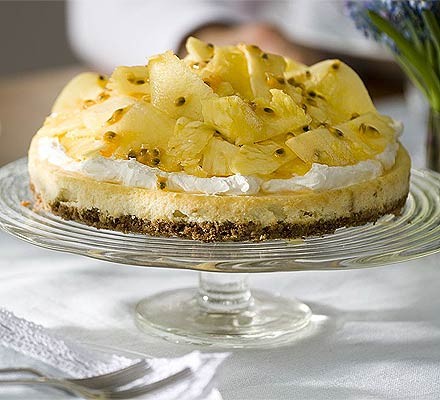 Pineapple & passion fruit cheesecake recipe 