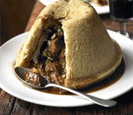 Wild venison, field mushroom & ale pudding recipe