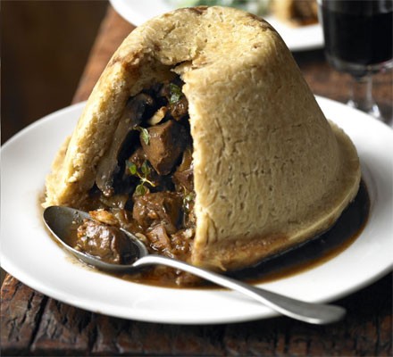 Wild venison, field mushroom & ale pudding recipe 