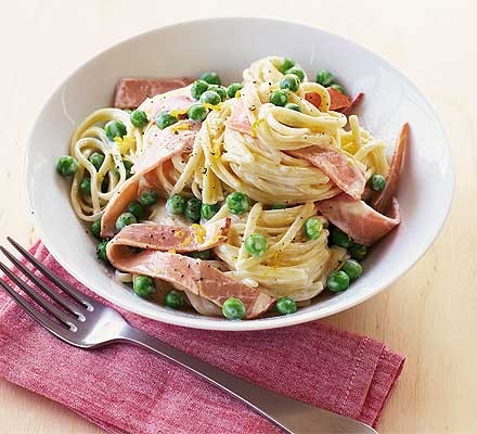 Lemon linguine with ham recipe 