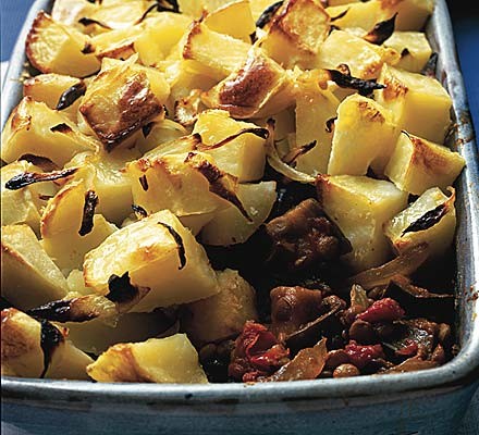 Curried aubergine & potato pie recipe 