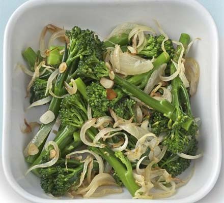 Broccoli with fried onion & garlic recipe 