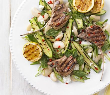 Barbecue lamb & courgette salad recipe