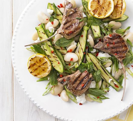 Barbecue lamb & courgette salad recipe 