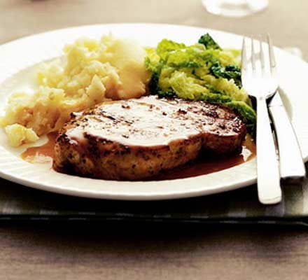 Pork steaks with gin & coriander sauce recipe 