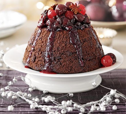 Chocolate pudding with spiced berry syrup recipe 