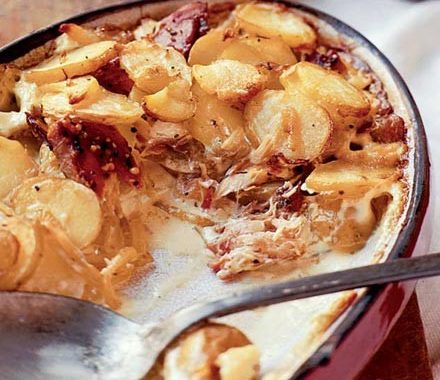Peppered mackerel & potato bake recipe