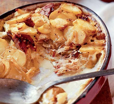 Peppered mackerel & potato bake recipe 