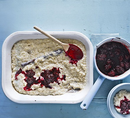 Spiced rice pudding with blackberry compote recipe 