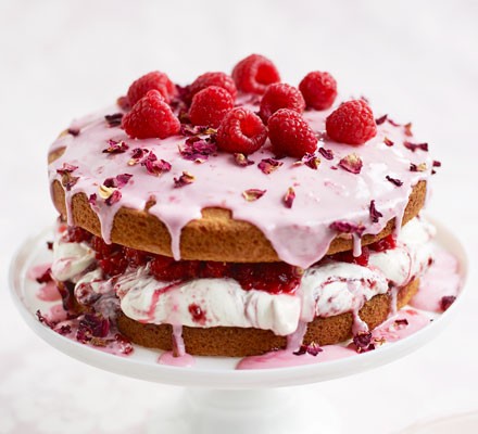 Rosewater & raspberry sponge cake recipe 