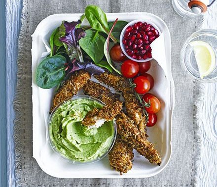 Turkey breast fingers with avocado dip recipe