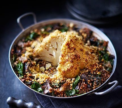 Whole roasted cauliflower with shallots recipe