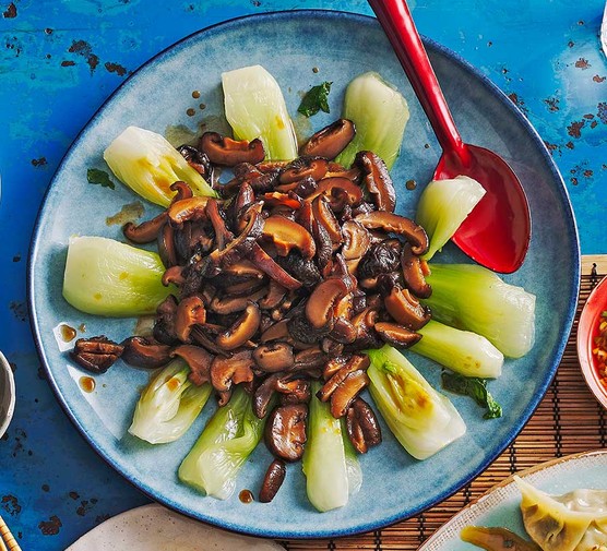 Braised shiitake mushrooms & pak choi recipe 