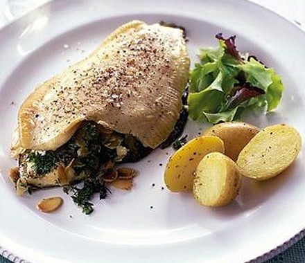 Herby almond plaice parcels recipe