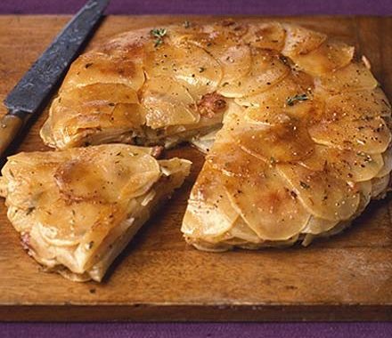 Sliced turnip & bacon bake recipe