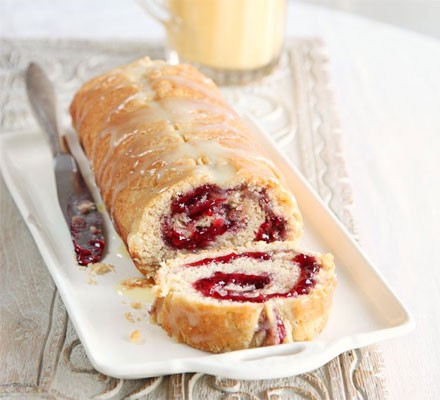 Jam & white chocolate roly-poly recipe 