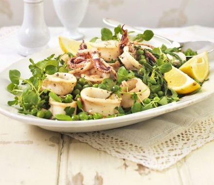 Squid, samphire & pea salad recipe