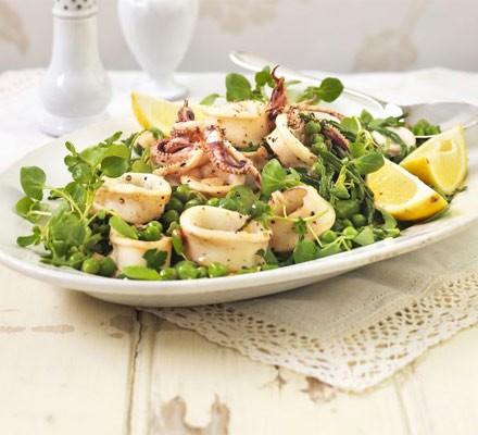 Squid, samphire & pea salad recipe 