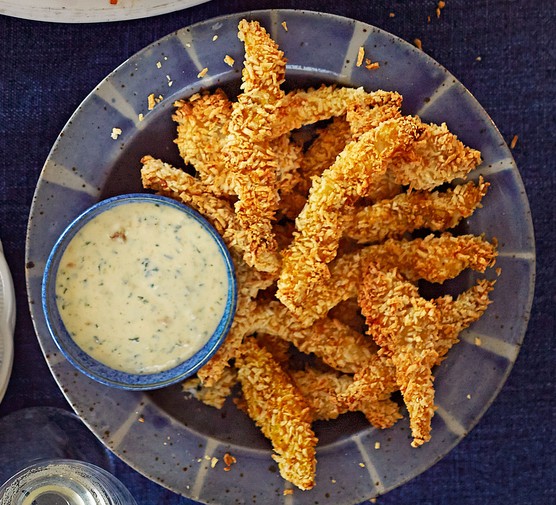 Sole goujons with mango & lime dip recipe 
